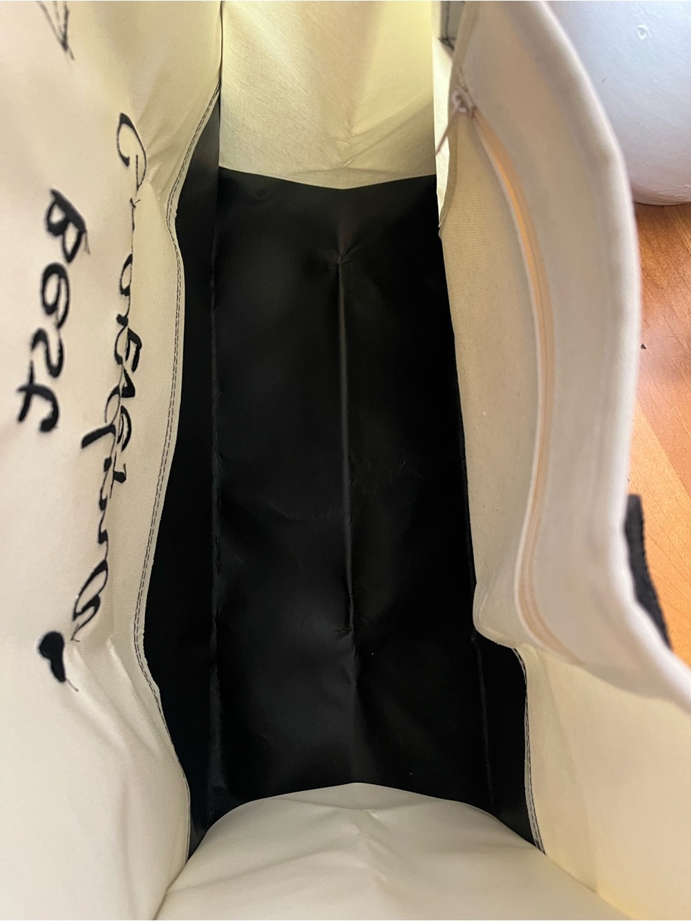 NWOT Embroidered Best Grandma Ever Black & Cream Canvas Tote - Picture 6 of 6